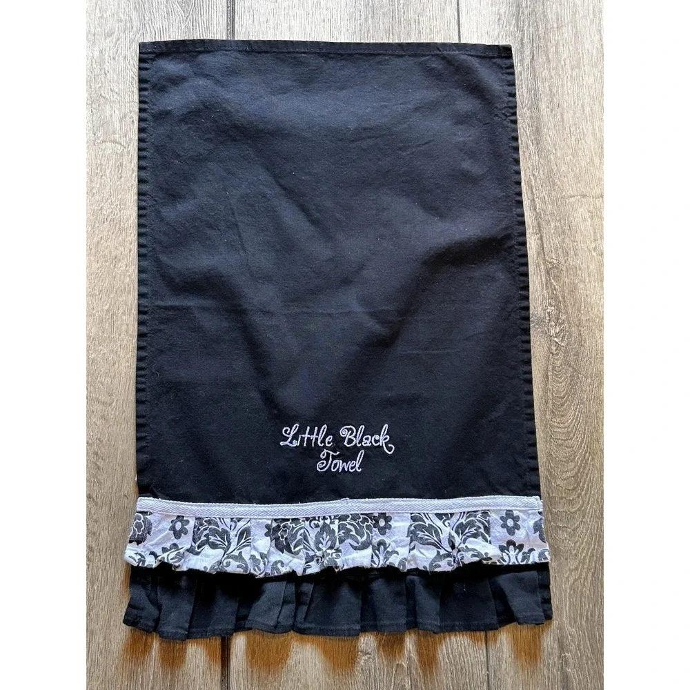 Pier 1 The Little Black and White Floral Tea Towel Kitchen Dish Cotton New